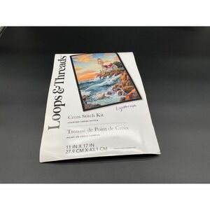 Loops & Threads Lighthouse‎ Cross Stitch Kit Coastal Scene 18ct Aida Needlework
